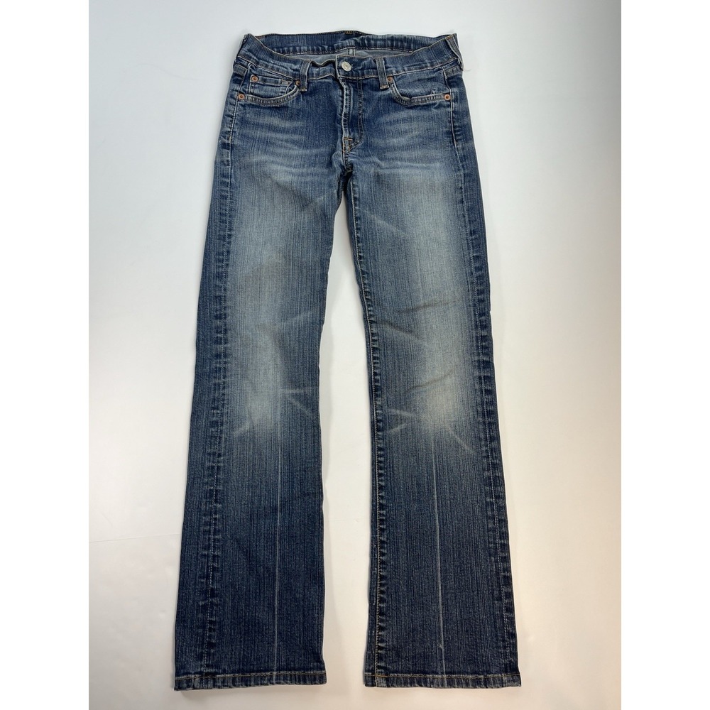 7 For All Mankind Bootcut Jeans Medium Wash Blue Denim Low Rise Womens Size 27 - Picture 1 of 9